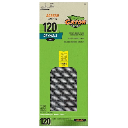 Gator Grit Gator 11 in. L X 4-1/4 in. W 120 Grit Silicon Carbide Drywall Sanding Screen 1 pk 3302